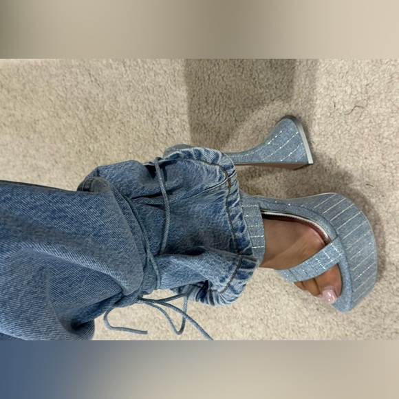 JLO Denim Platform Heels with Sparkles - Picture 5 of 6